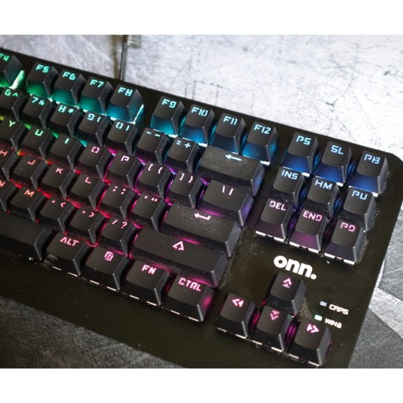 onn. RGB Mechanical Gaming Keyboard Blue Switches, 6ft USB Cable, Black. - Picture 3 of 6